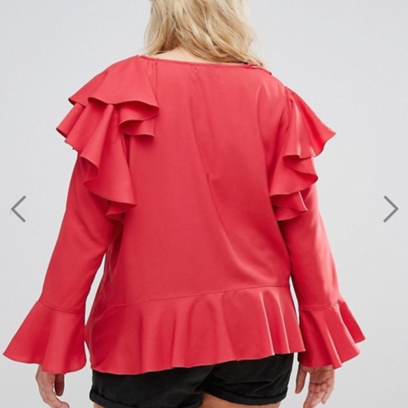 NWT Asos Alice & You Sheer Red Ruffle Layer Top - Picture 2 of 6